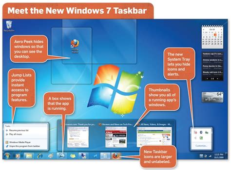Windows 7 taskbar features