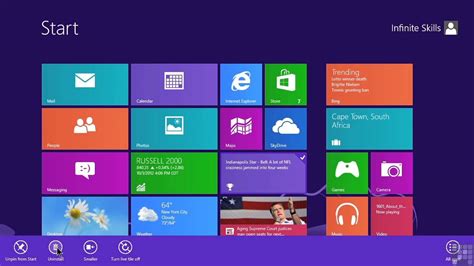 Windows 8 Start screen with live tiles