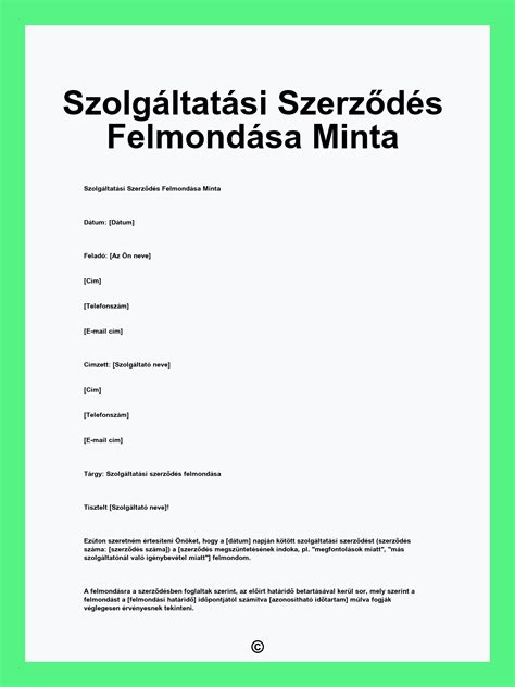 Szerződés felmondása