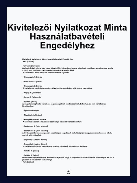 Felelős műszaki vezetői nyilatkozat minta