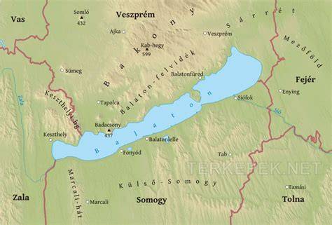Balaton térképe és partszakaszai