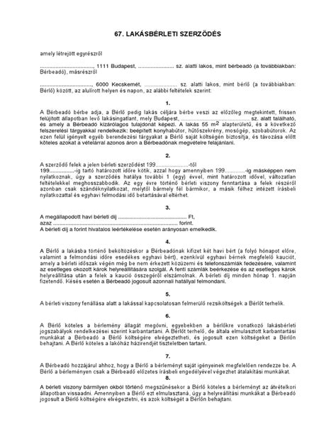 Lakás bérleti szerződés aláírása