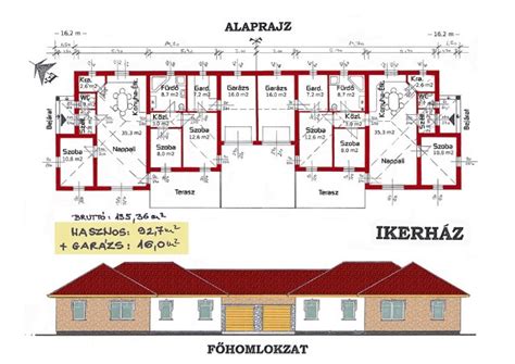 ikerház alaprajz