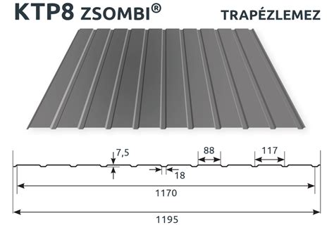 Különböző színű és mintázatú T8 trapézlemezek