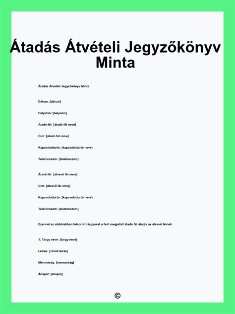 Átadás-átvételi jegyzőkönyv