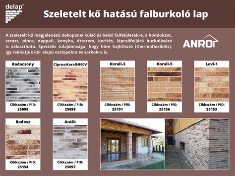 Delap falburkoló lapok természetkő megjelenéssel