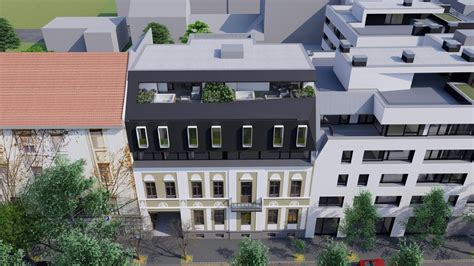 Modern épület műanyag alapcserepekkel