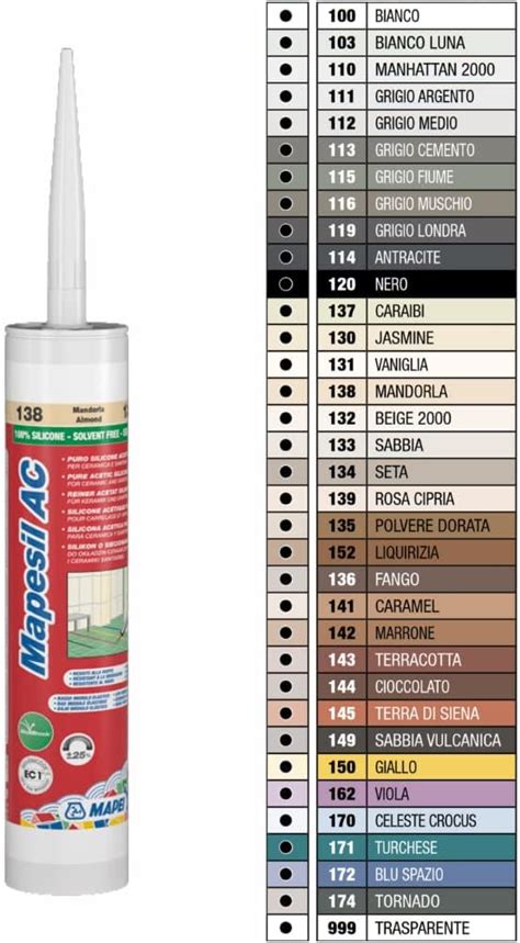 Mapei Mapesil AC színskála