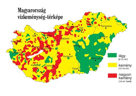 Diagram a vízkeménység és a háztartási gépek élettartama közötti kapcsolattal