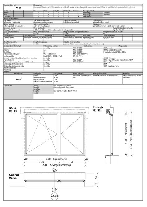 Lista formátumú nyílászáró specifikáció