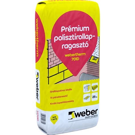 Weber EPS ragasztó zsák és felvitt mintája
