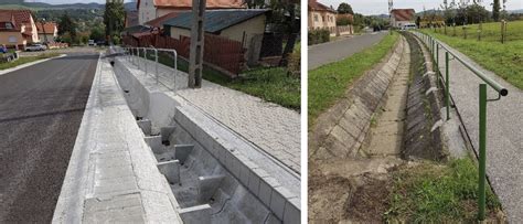 Téglával burkolt vízelvezető árok