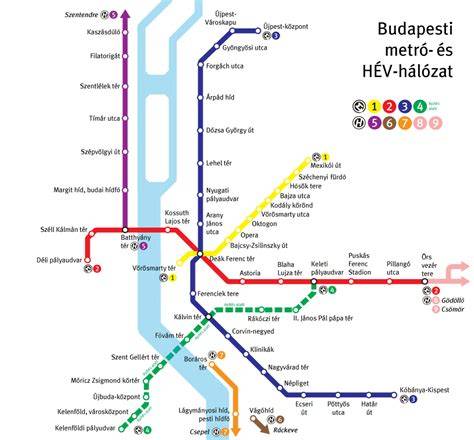 Budapest metroszintelhetőség térképe (hagyományos és mélyvezetésű vonalak)