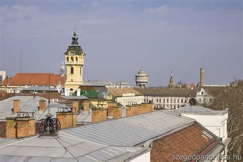 Szeged panoráma, kiemelve a tetőket
