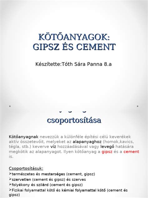 Infografika a cement összetevőiről és hatásuk