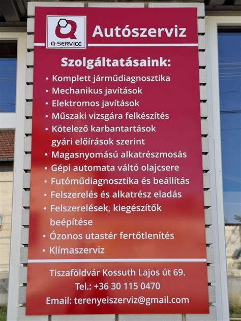 Autószerviz felszerelés és berendezések