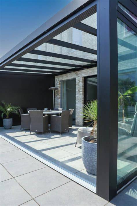 üveg tető pergola luxus megjelenés