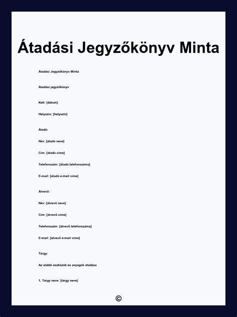 Átadási jegyzőkönyv