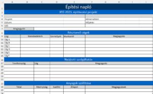 Építkezési tervrajz és építési napló