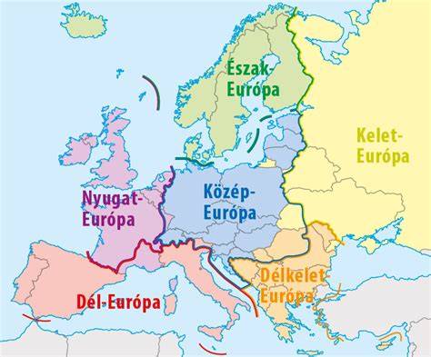 Vízművek és tározók elhelyezkedése közép-európai térképen